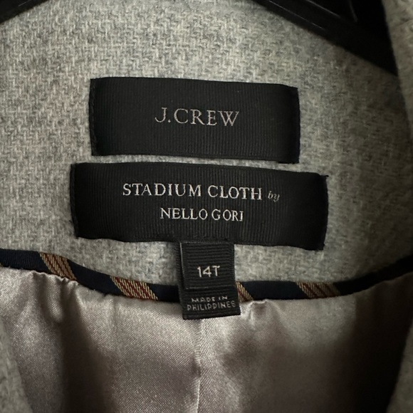J. Crew Majesty Double Breasted Stadium Cloth Pea Coat Light Gray Size 14T - Picture 2 of 7